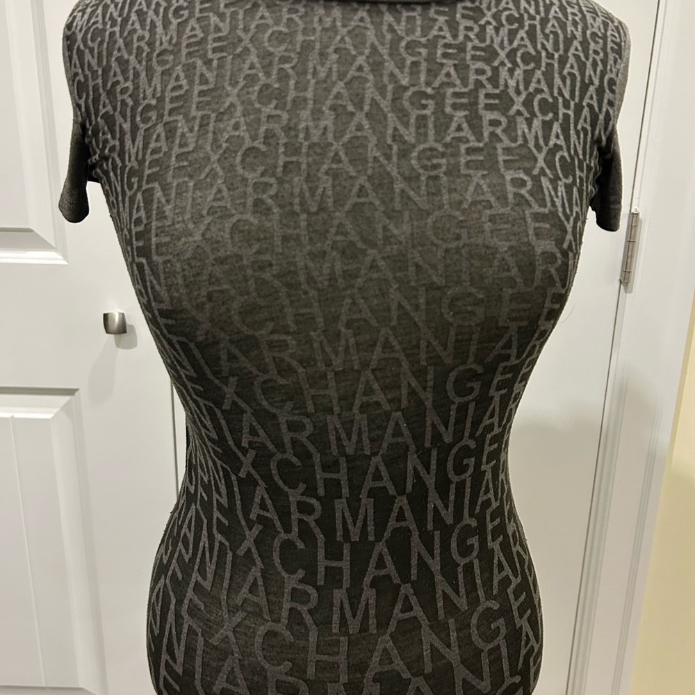 Armani Exchange Charcoal Tee with Logo
